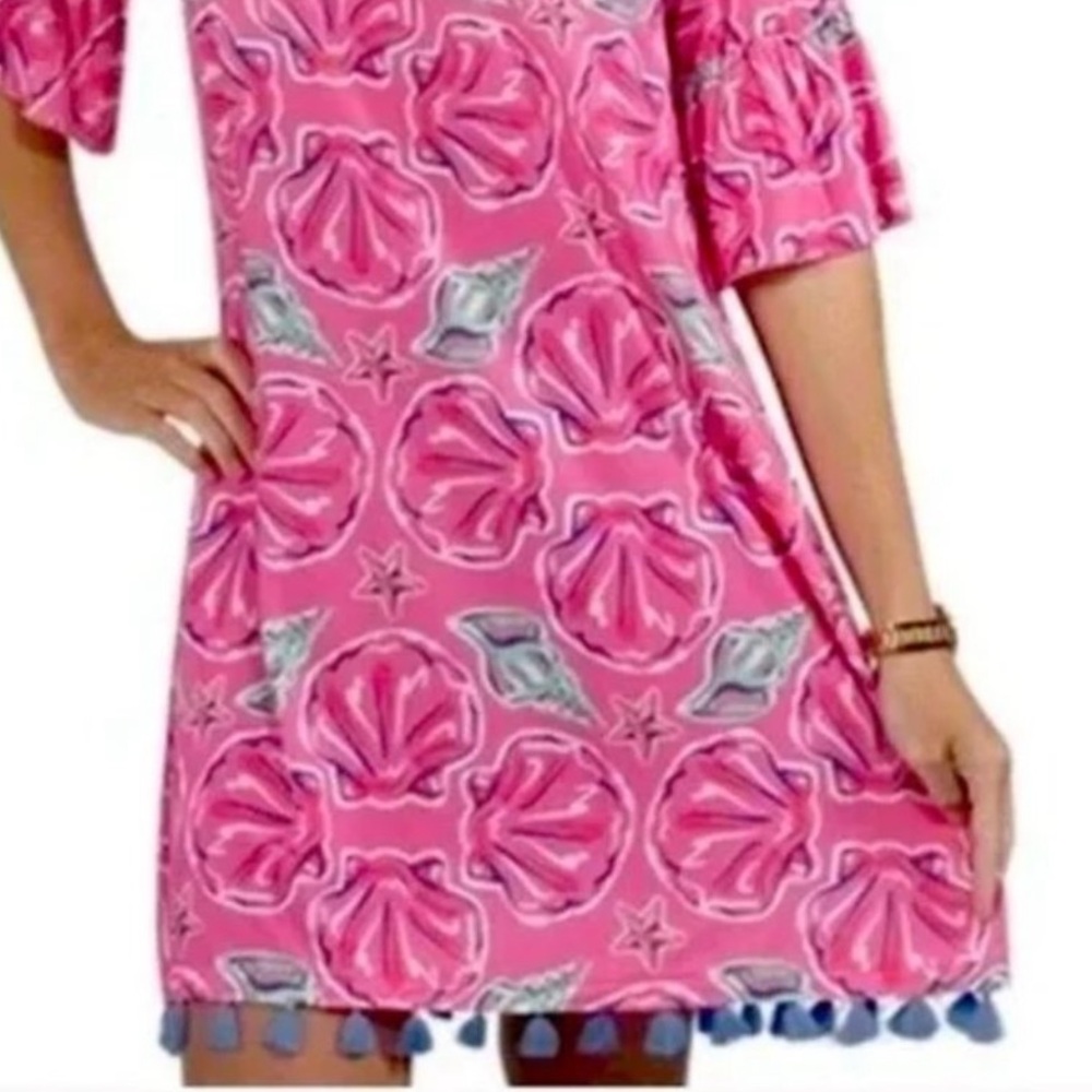 Simply Southern Wilmington Pink Seashell Tunic Tassel Dress